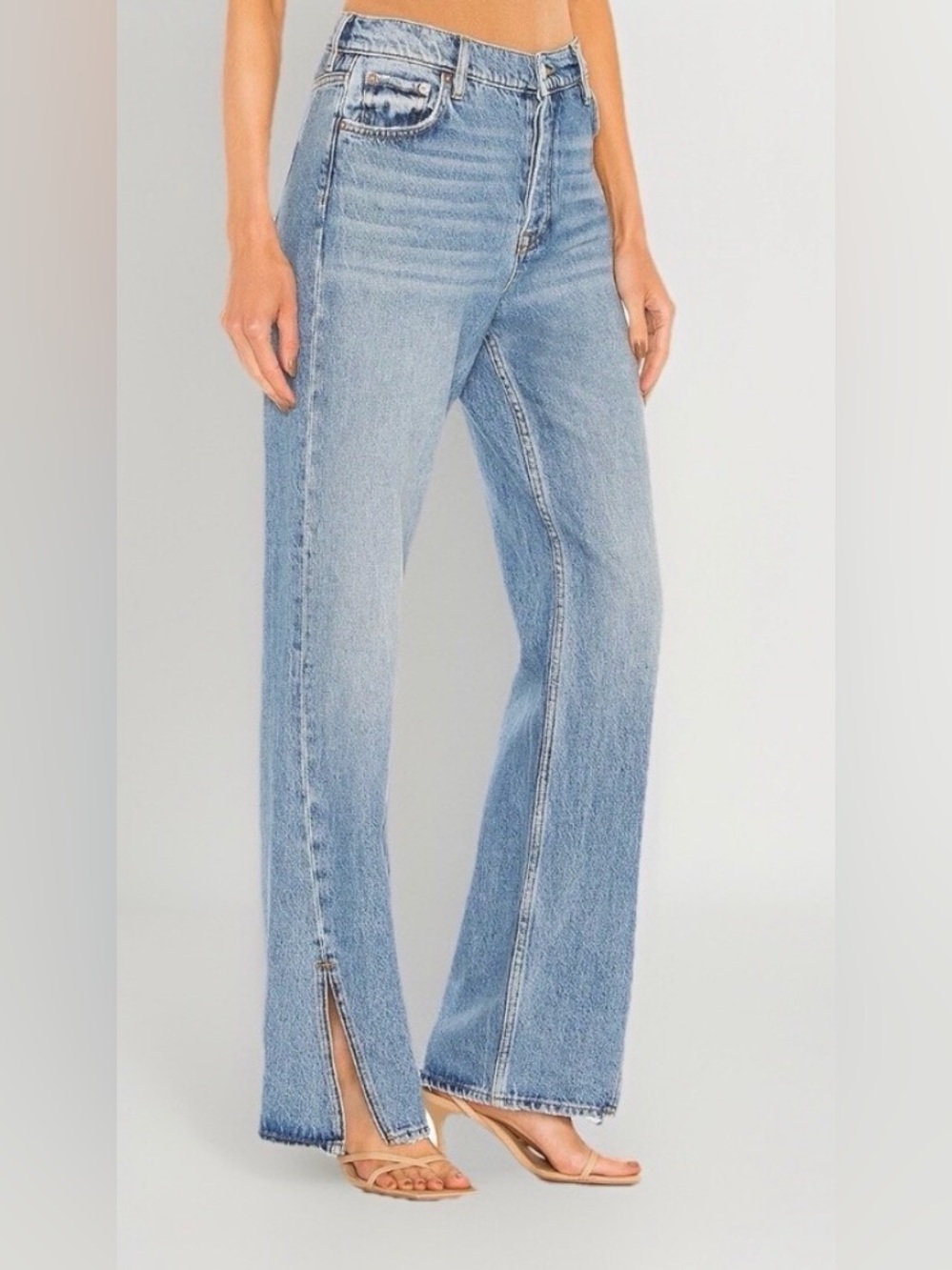 We The Free People Long Lines Slit Hem Straight Jeans Size 28 inseam 32